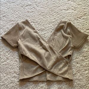 Chic Tan Women's Cross-Front Blouse